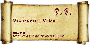 Vidákovics Vitus névjegykártya